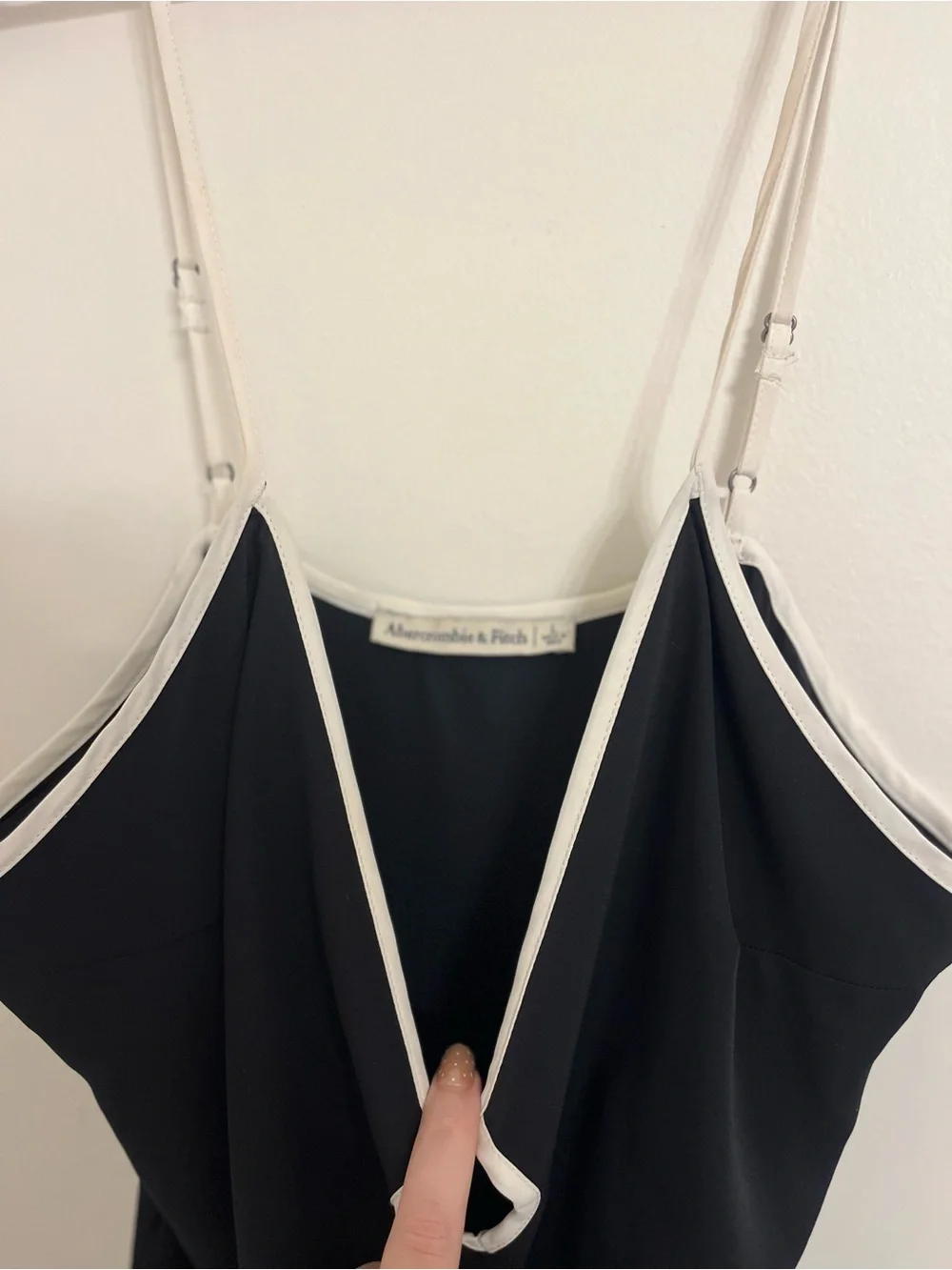 Abercrombie & Fitch Black Slip Maxi Dress with Cream Trim